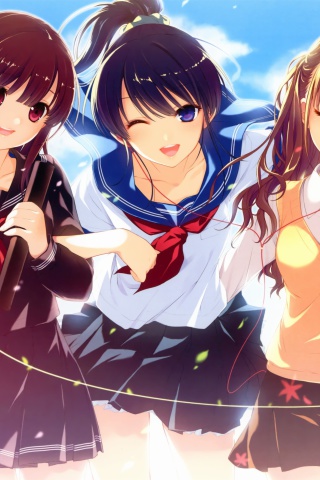 Das Anime Schoolgirls Wallpaper 320x480