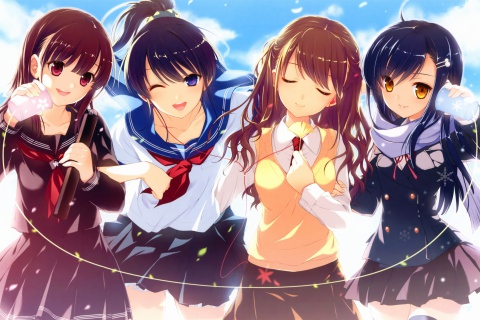Das Anime Schoolgirls Wallpaper 480x320