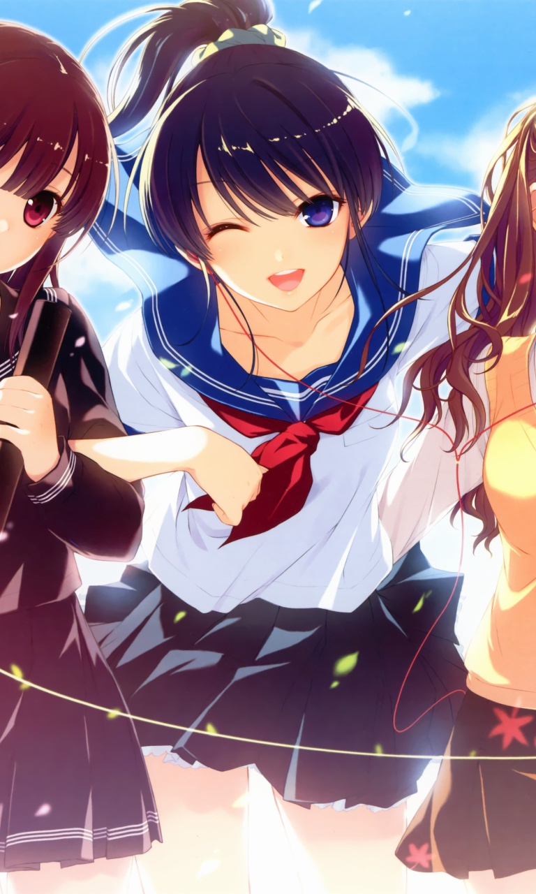 Das Anime Schoolgirls Wallpaper 768x1280
