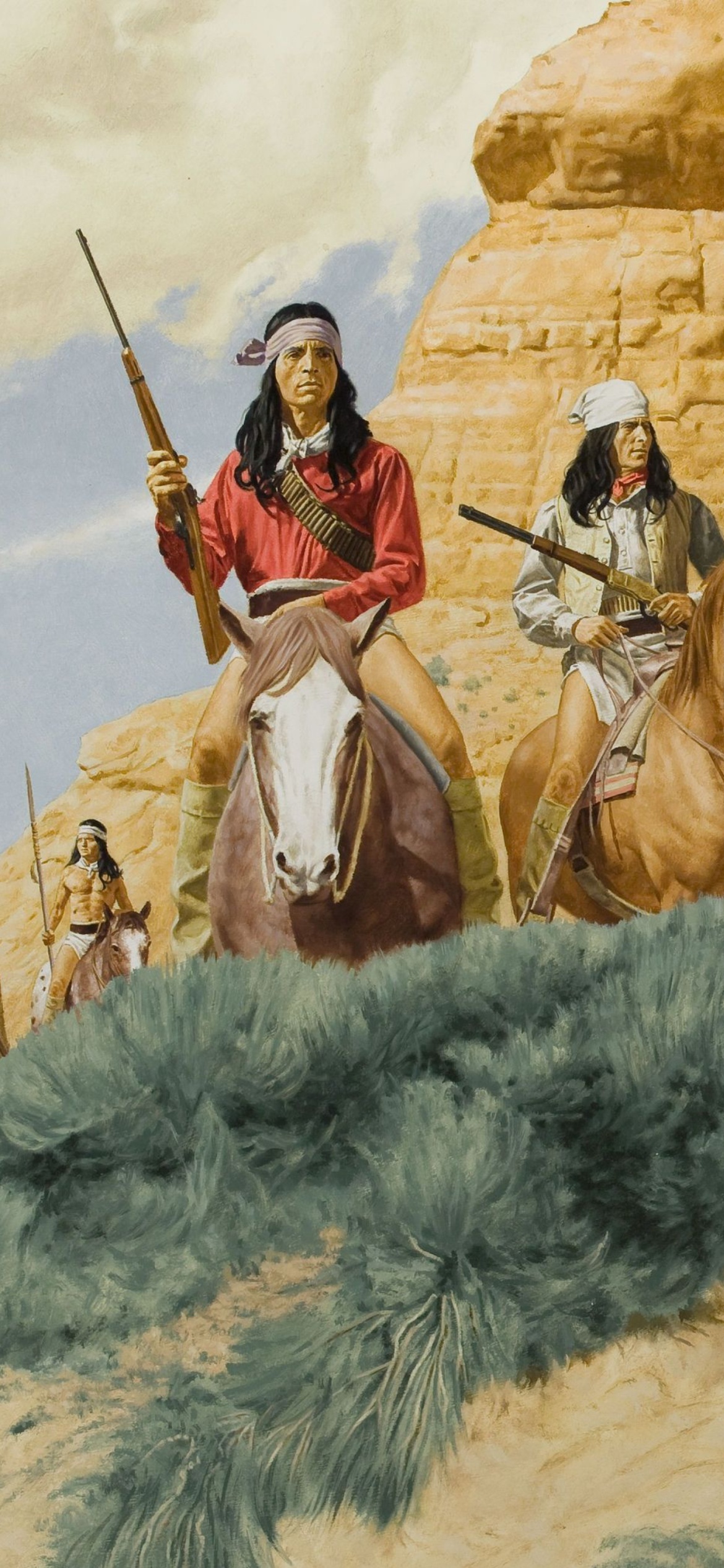 Fondo de pantalla Native American Indians Riders 1170x2532