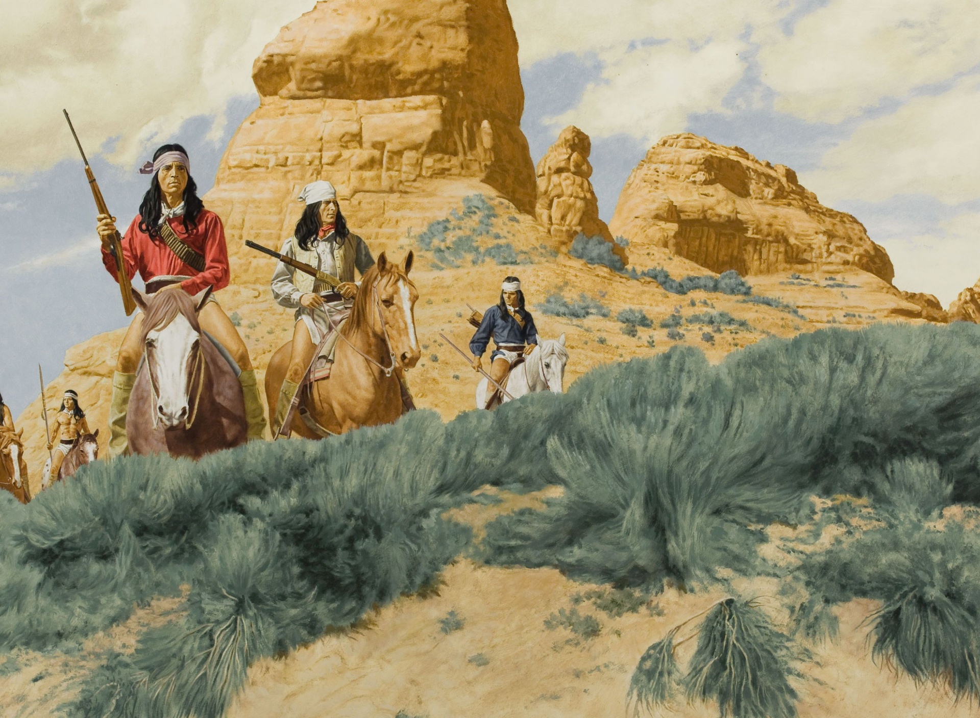 Native American Indians Riders wallpaper 1920x1408