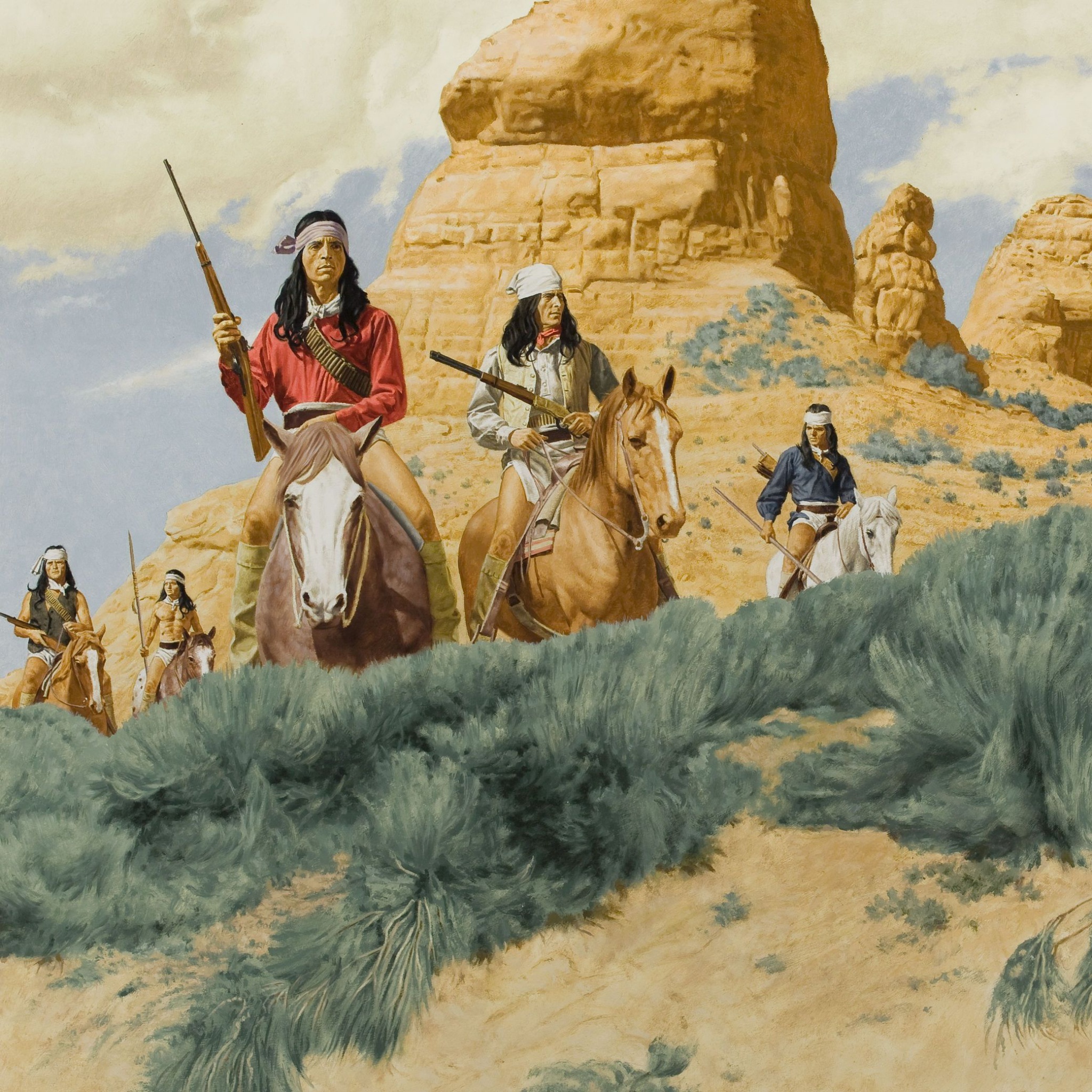 Fondo de pantalla Native American Indians Riders 2048x2048