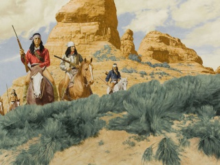 Das Native American Indians Riders Wallpaper 320x240