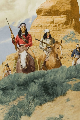 Das Native American Indians Riders Wallpaper 320x480