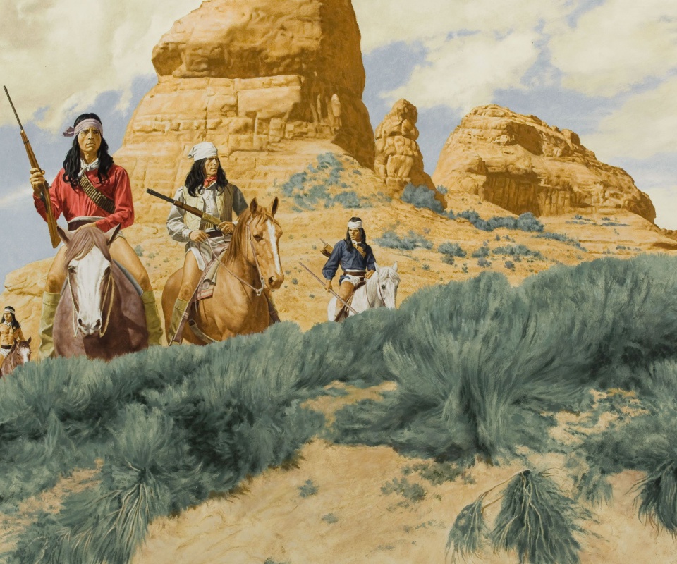 Обои Native American Indians Riders 960x800