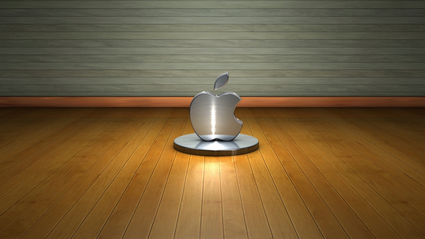 Screenshot №1 pro téma Metallic Apple Logo 1366x768