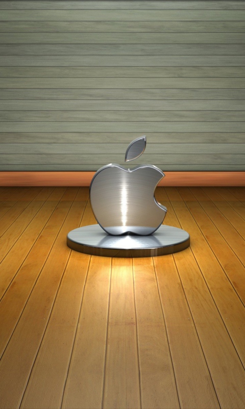 Das Metallic Apple Logo Wallpaper 480x800