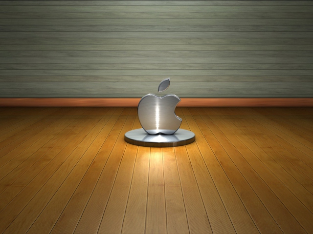 Metallic Apple Logo wallpaper 640x480