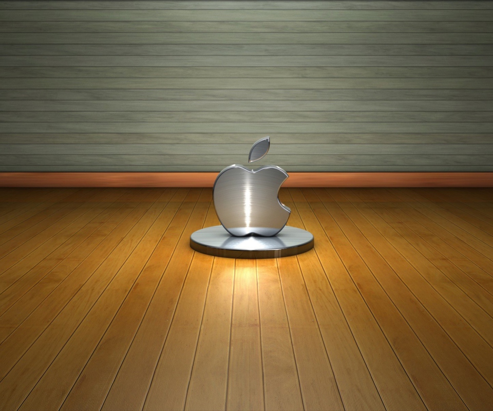Das Metallic Apple Logo Wallpaper 960x800