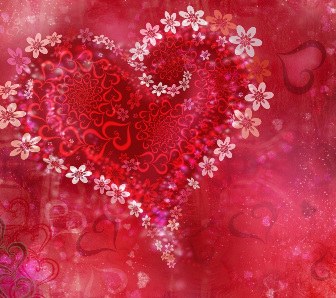 Love Heart Flowers wallpaper 1080x960