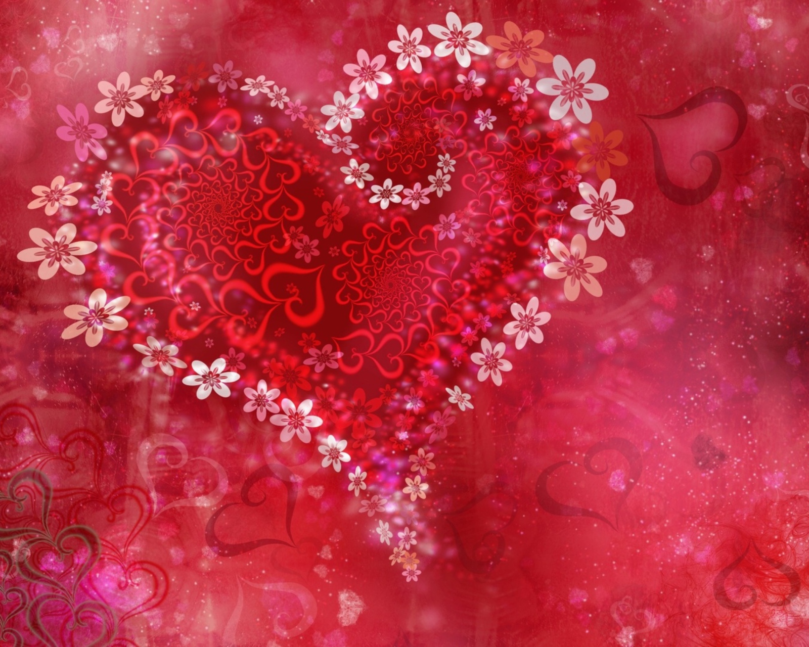 Обои Love Heart Flowers 1600x1280