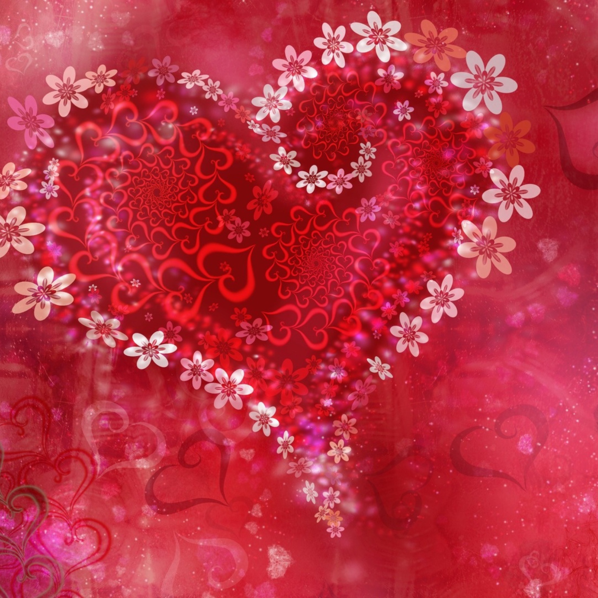 Das Love Heart Flowers Wallpaper 2048x2048