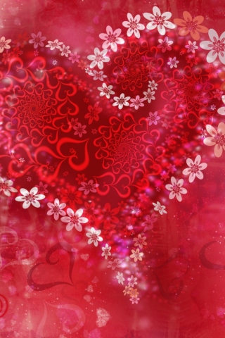 Love Heart Flowers wallpaper 320x480