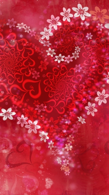 Das Love Heart Flowers Wallpaper 360x640