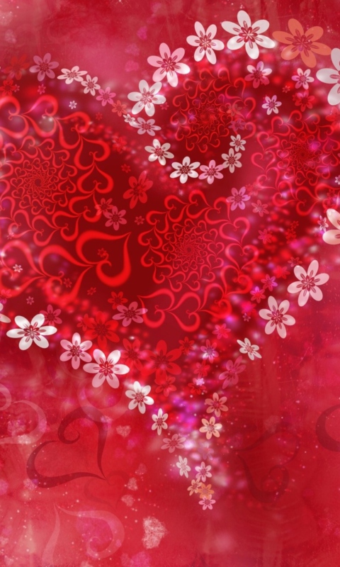 Das Love Heart Flowers Wallpaper 480x800