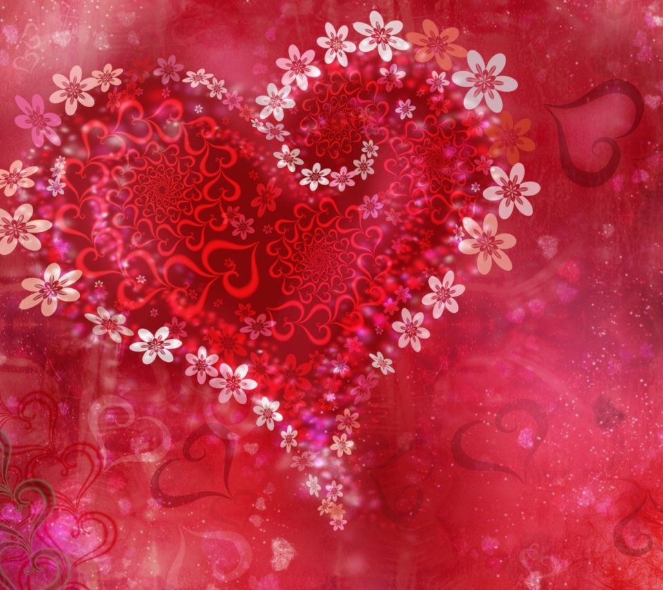 Love Heart Flowers wallpaper 960x854
