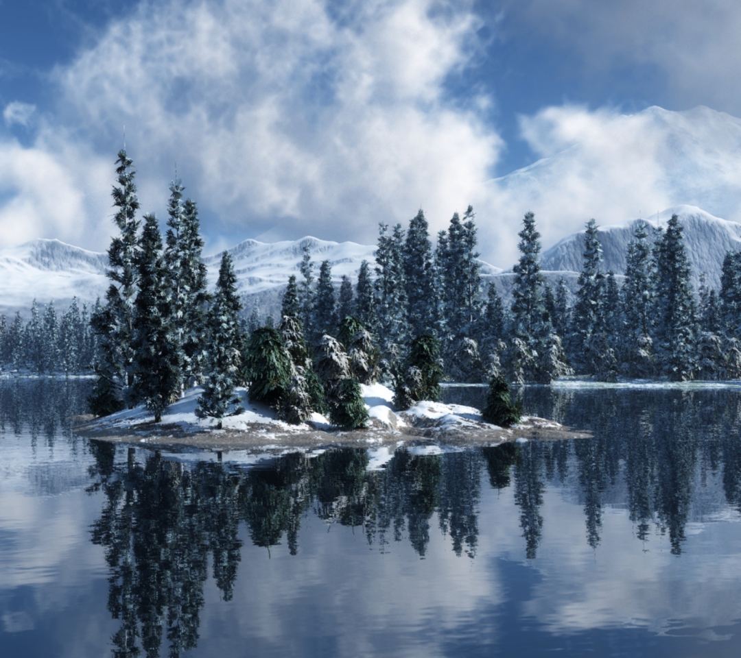 Blue Winter Landscape wallpaper 1080x960