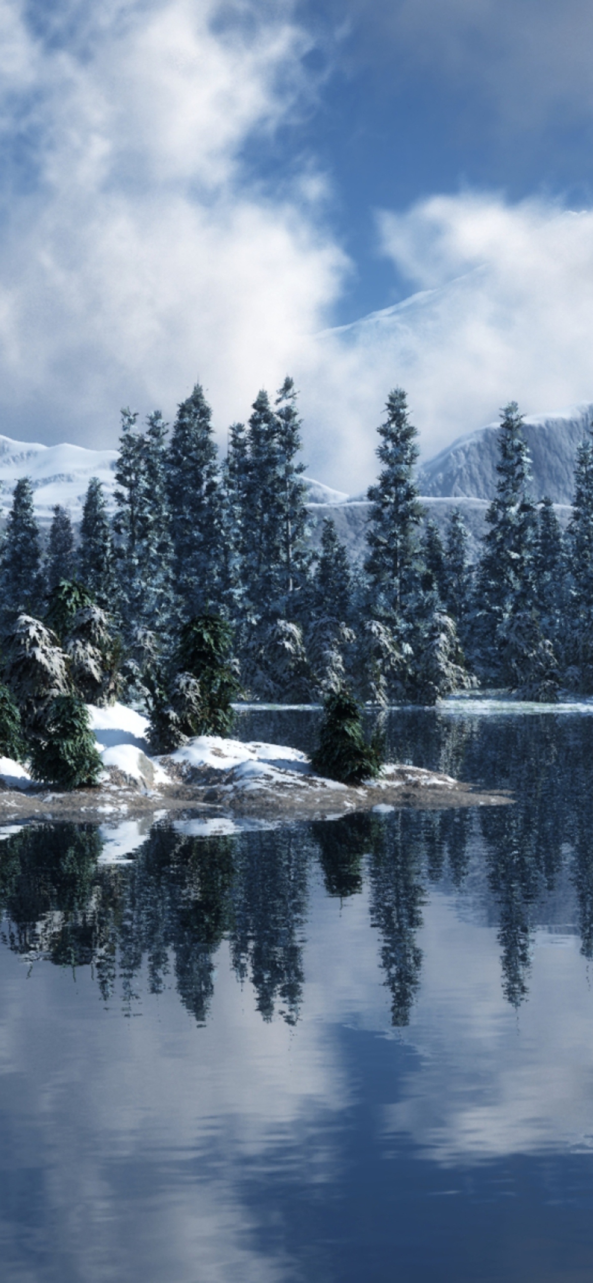 Fondo de pantalla Blue Winter Landscape 1170x2532