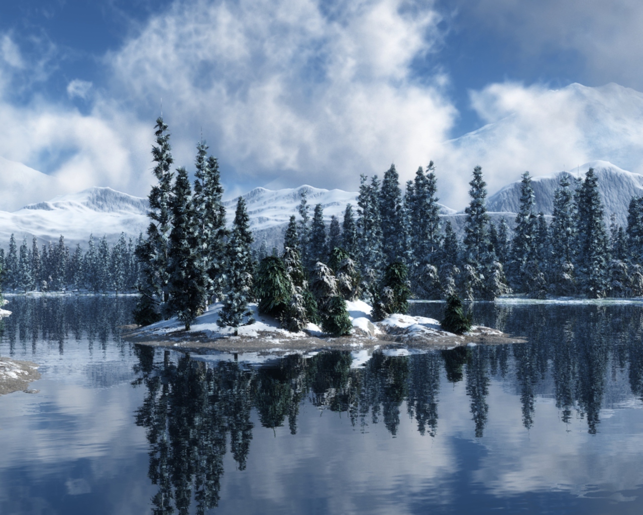 Blue Winter Landscape screenshot #1 1280x1024
