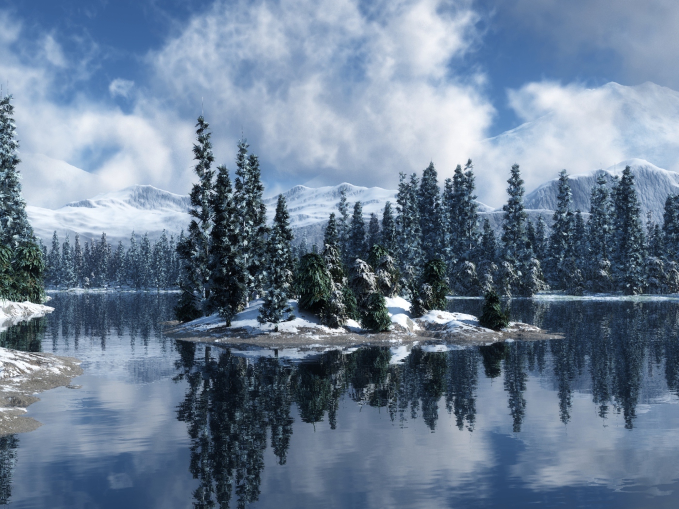 Blue Winter Landscape screenshot #1 1400x1050