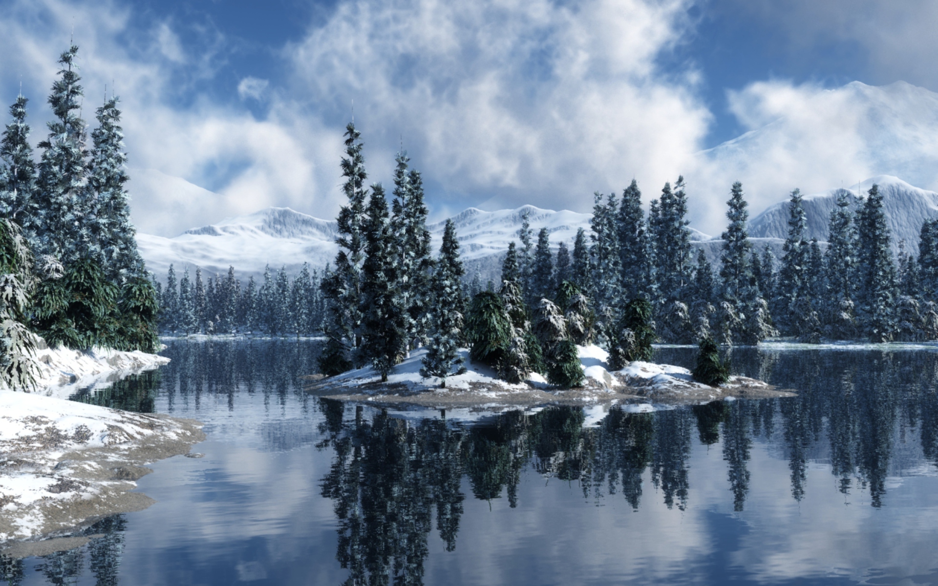 Screenshot №1 pro téma Blue Winter Landscape 1920x1200