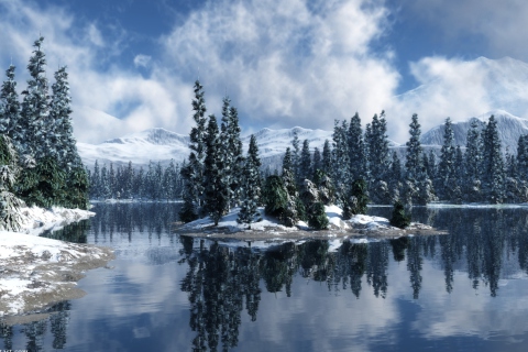 Fondo de pantalla Blue Winter Landscape 480x320
