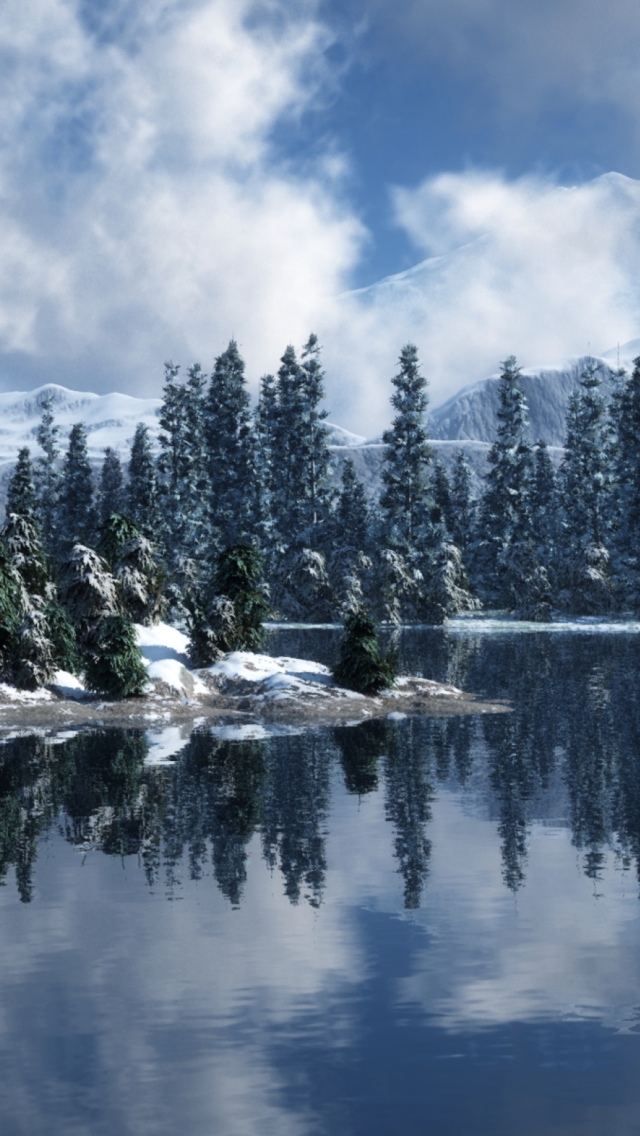 Обои Blue Winter Landscape 640x1136