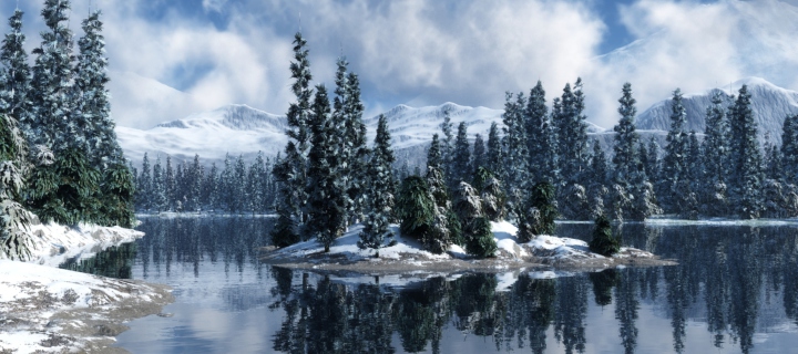 Blue Winter Landscape screenshot #1 720x320