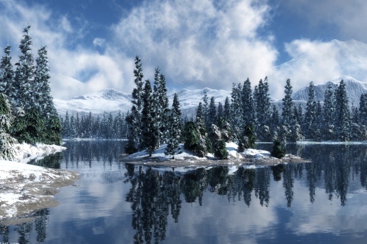Das Blue Winter Landscape Wallpaper