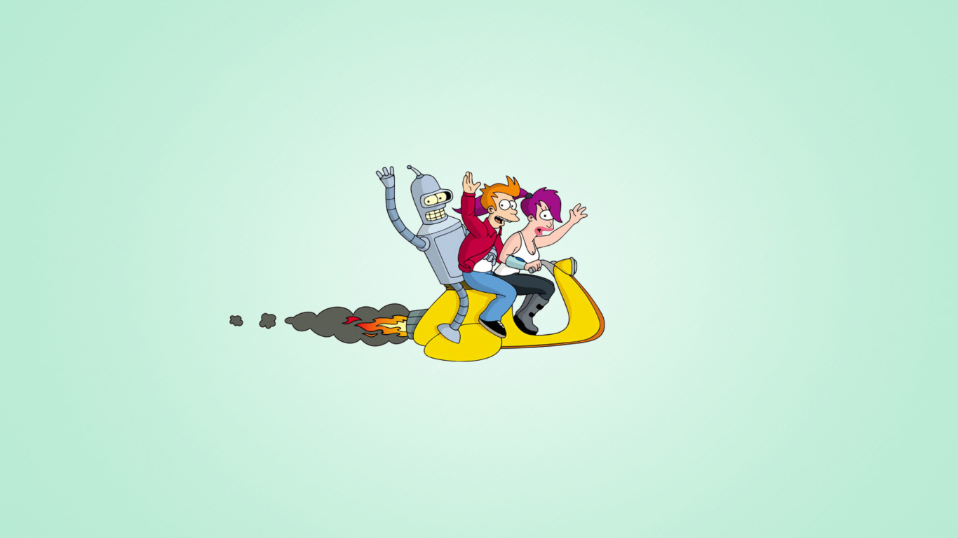 Fondo de pantalla Bender J And Leela From Futurama 1366x768