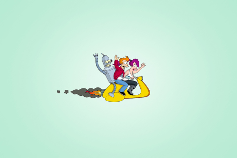 Das Bender J And Leela From Futurama Wallpaper 480x320