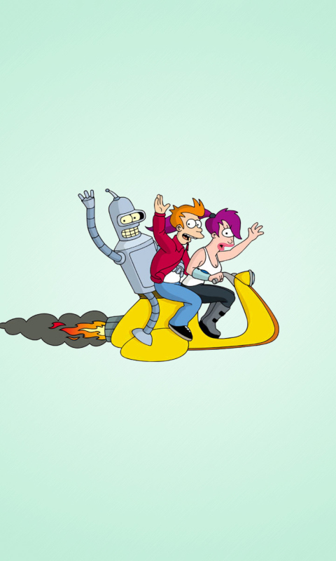 Обои Bender J And Leela From Futurama 480x800