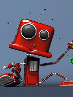 Fondo de pantalla Red Robot 240x320