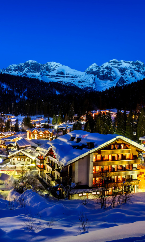 Madonna di campiglio town in Italy Alps screenshot #1 480x800