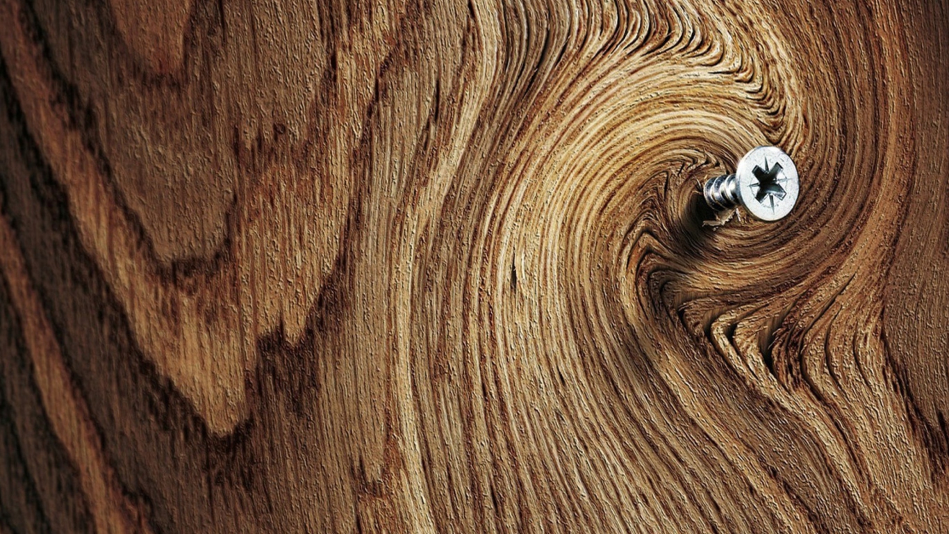 Fondo de pantalla Screw In Wooden Wall 1366x768