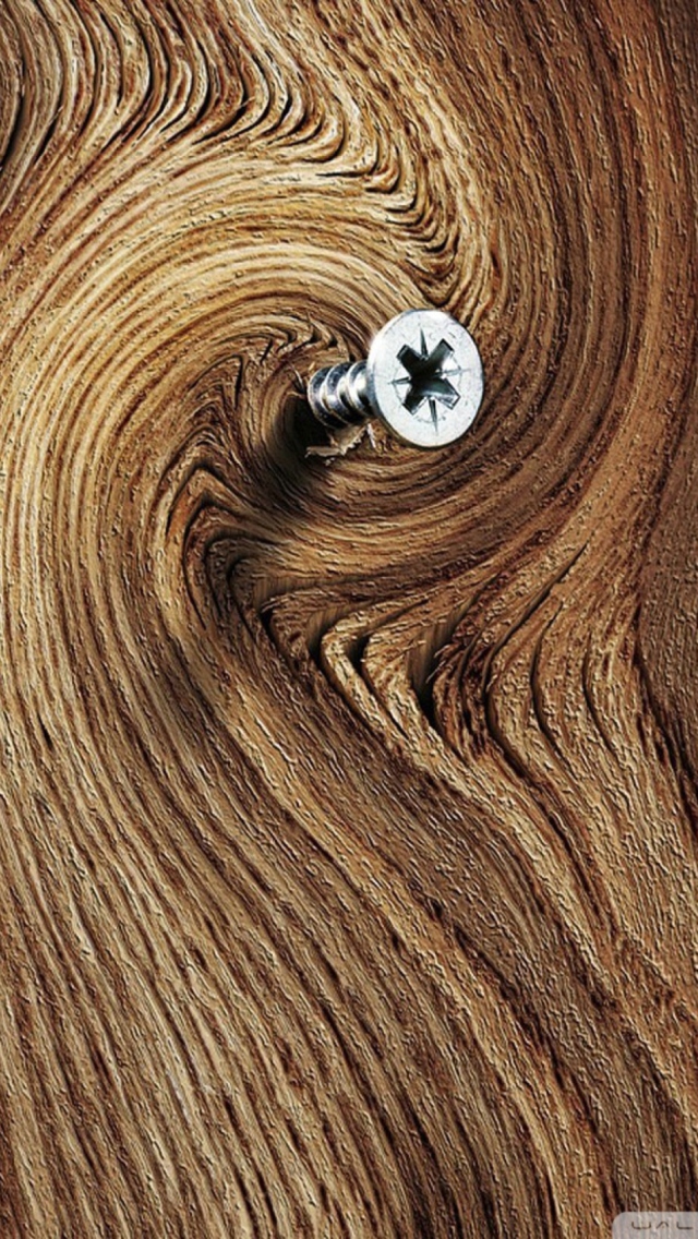 Screw In Wooden Wall wallpaper 640x1136