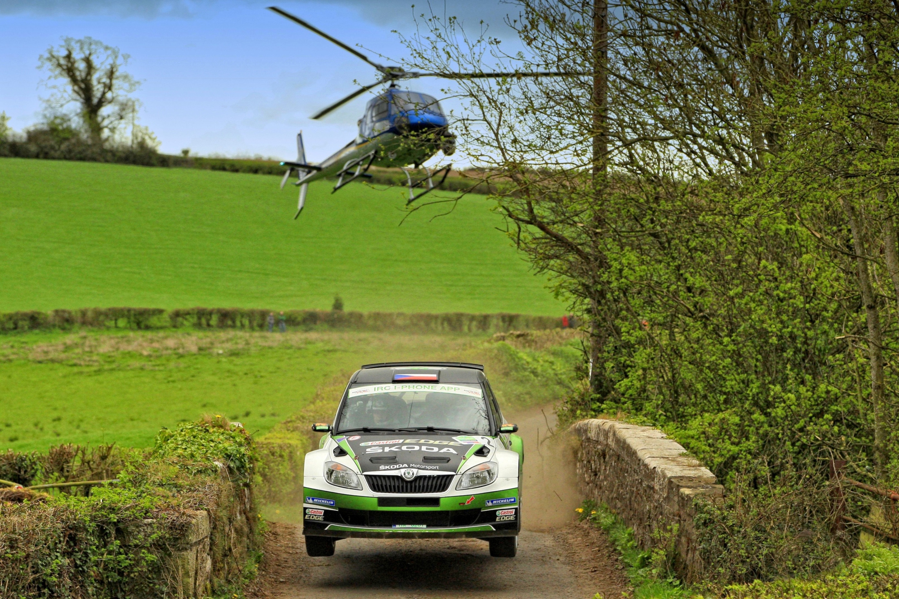 Skoda Fabia & Helicopter wallpaper 2880x1920