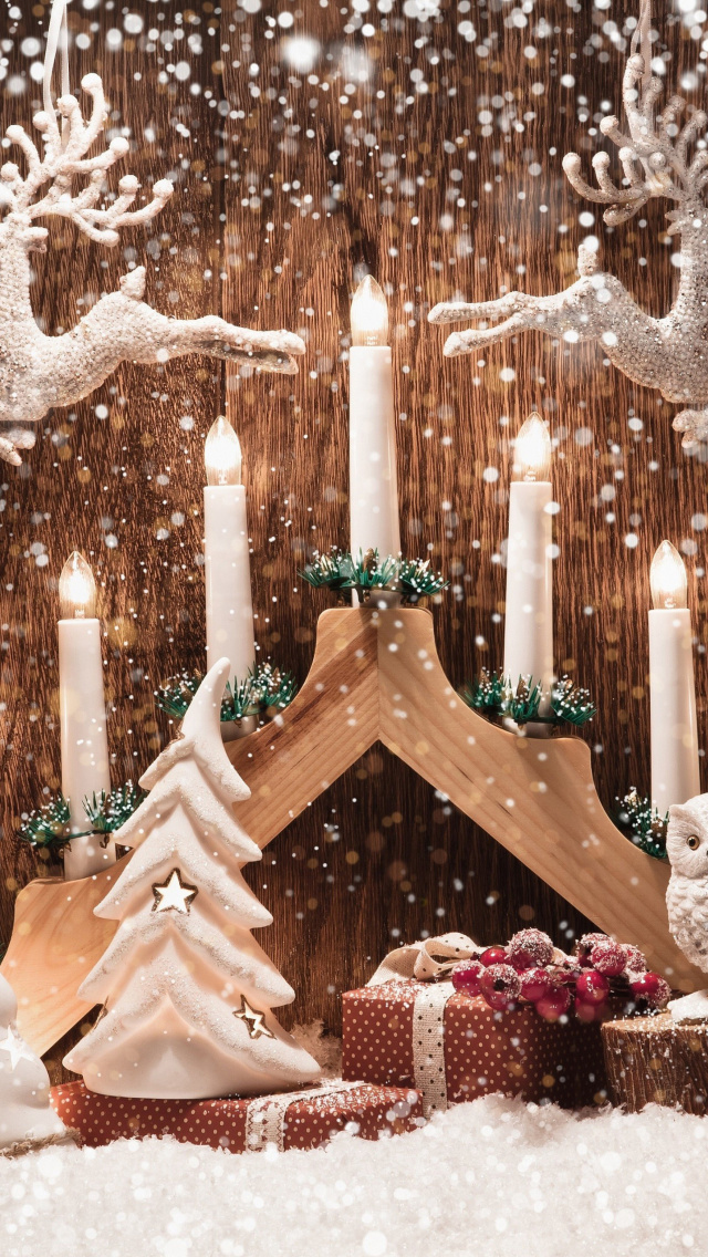 Das Christmas Candles Wallpaper 640x1136