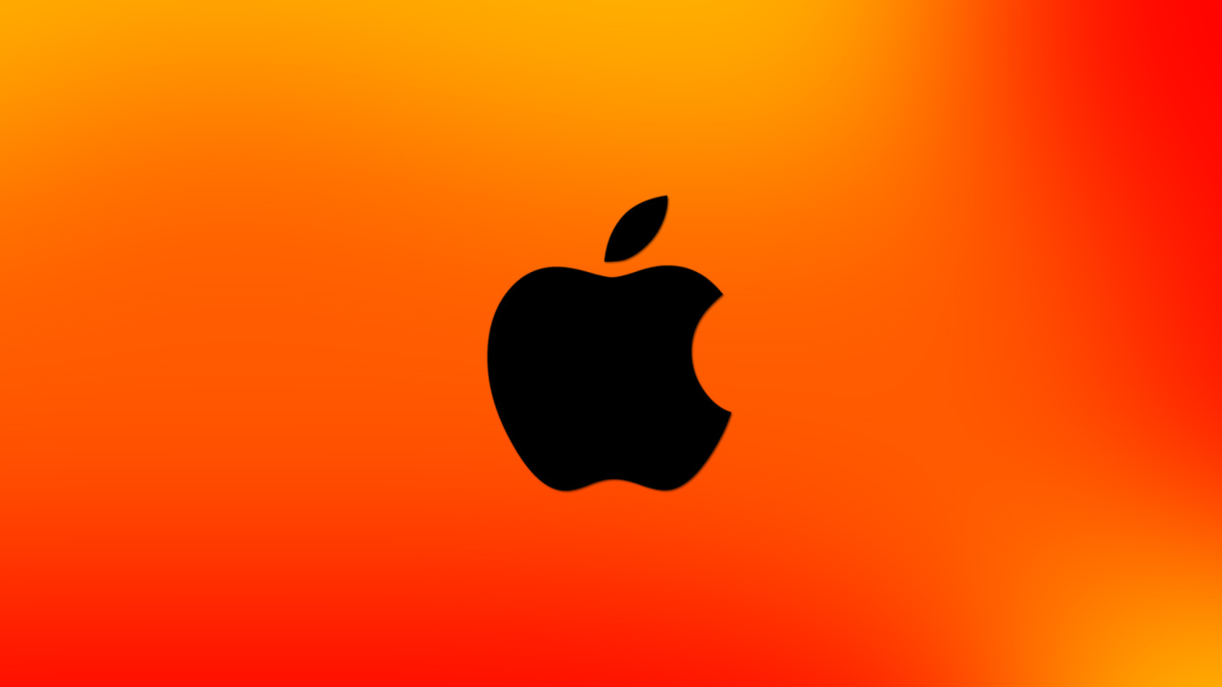 Обои Apple Logo Orange 1366x768