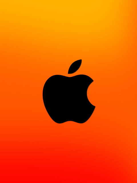 Обои Apple Logo Orange 480x640