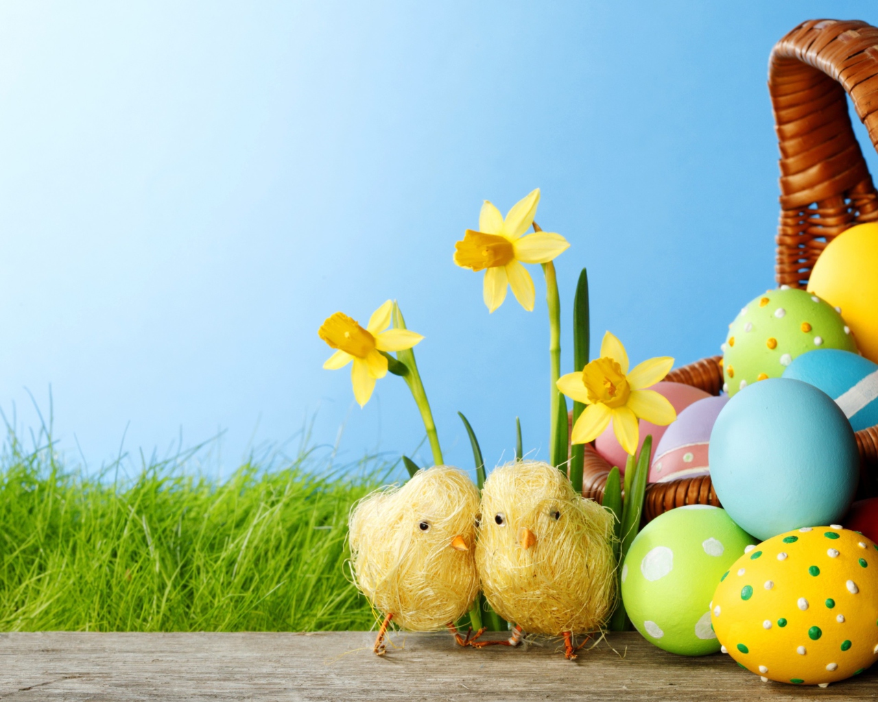 Das Yellow Easter Chickens Wallpaper 1280x1024