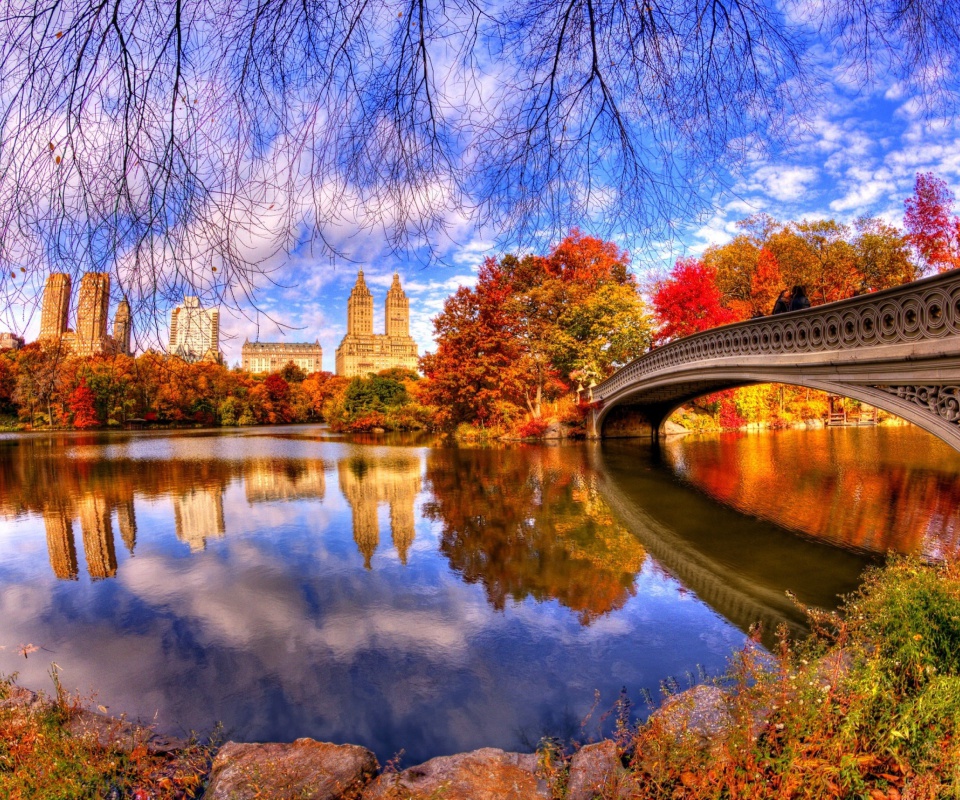 Architecture Reflection in Central Park wallpaper 960x800