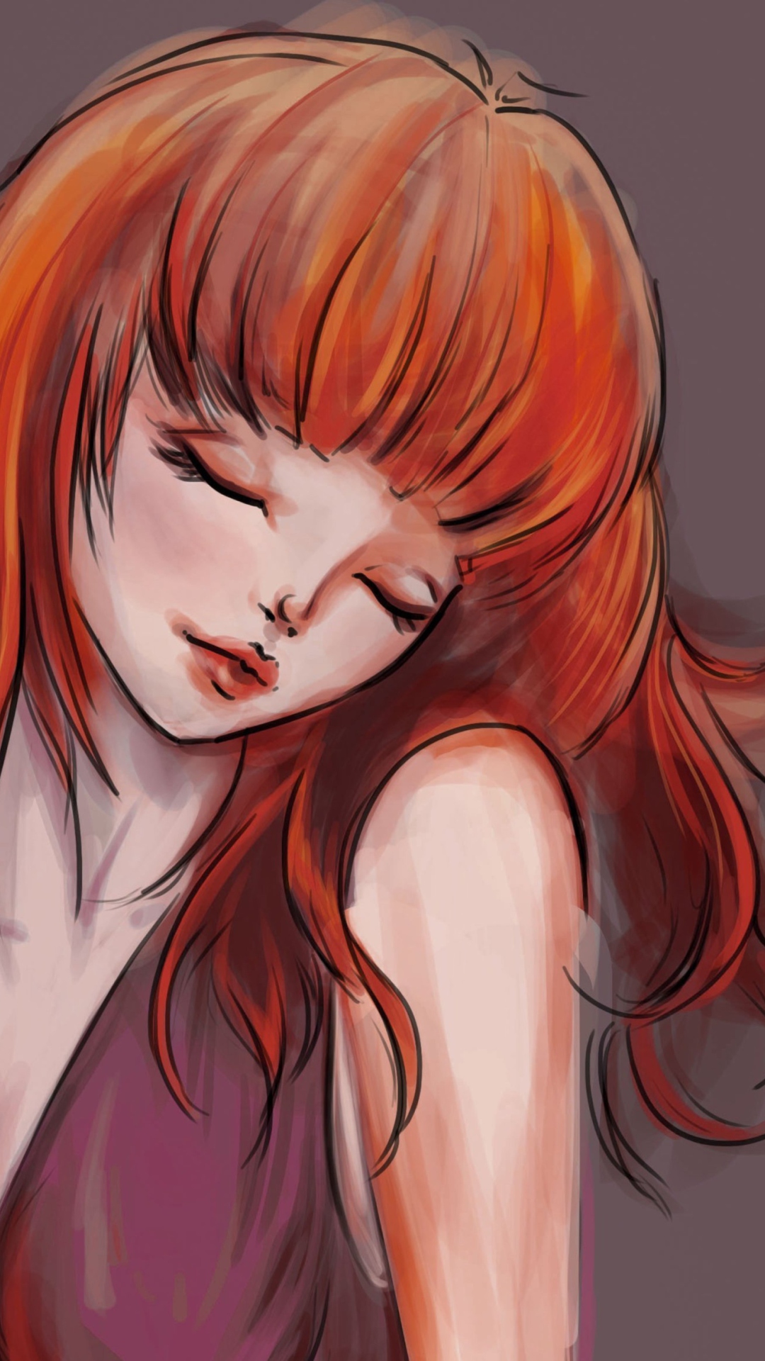 Screenshot №1 pro téma Redhead Girl Painting 1080x1920