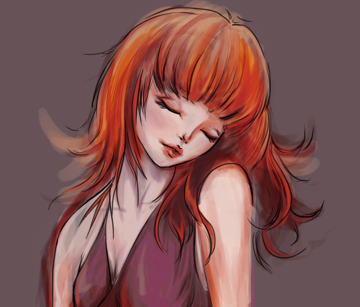 Обои Redhead Girl Painting 1200x1024