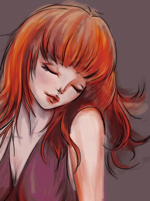 Redhead Girl Painting wallpaper 480x640
