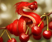 Fondo de pantalla Dragon with Cherry 176x144