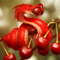 Обои Dragon with Cherry 208x208