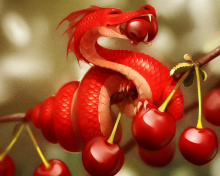 Das Dragon with Cherry Wallpaper 220x176