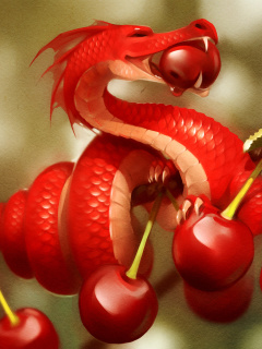 Fondo de pantalla Dragon with Cherry 240x320