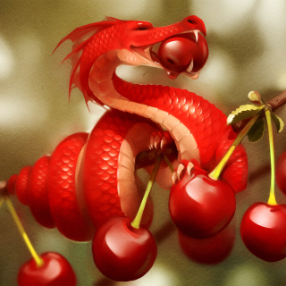 Dragon with Cherry - Obrázkek zdarma pro 1024x1024